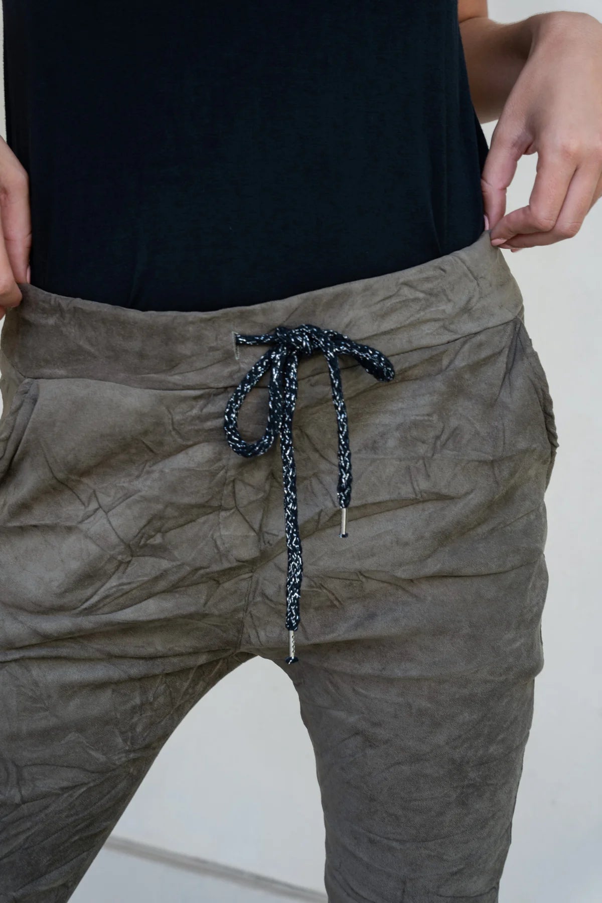 The Faux Suede Crinkle Joggers