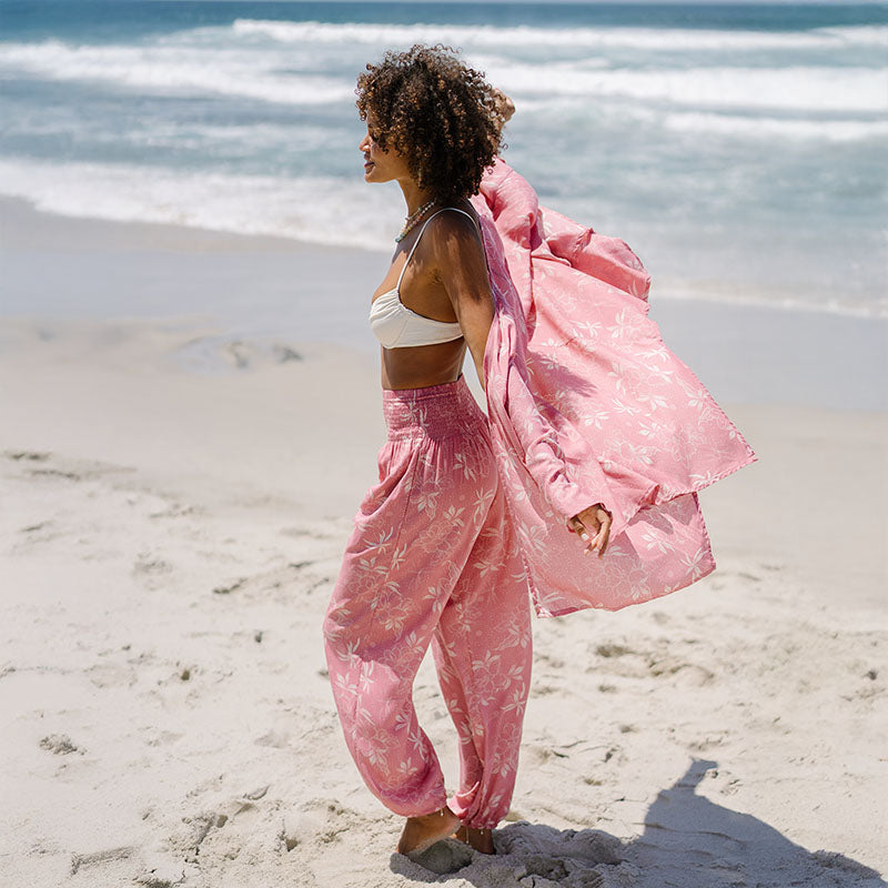Coral Bloom Harem Pants