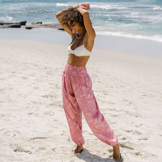 Coral Bloom Harem Pants
