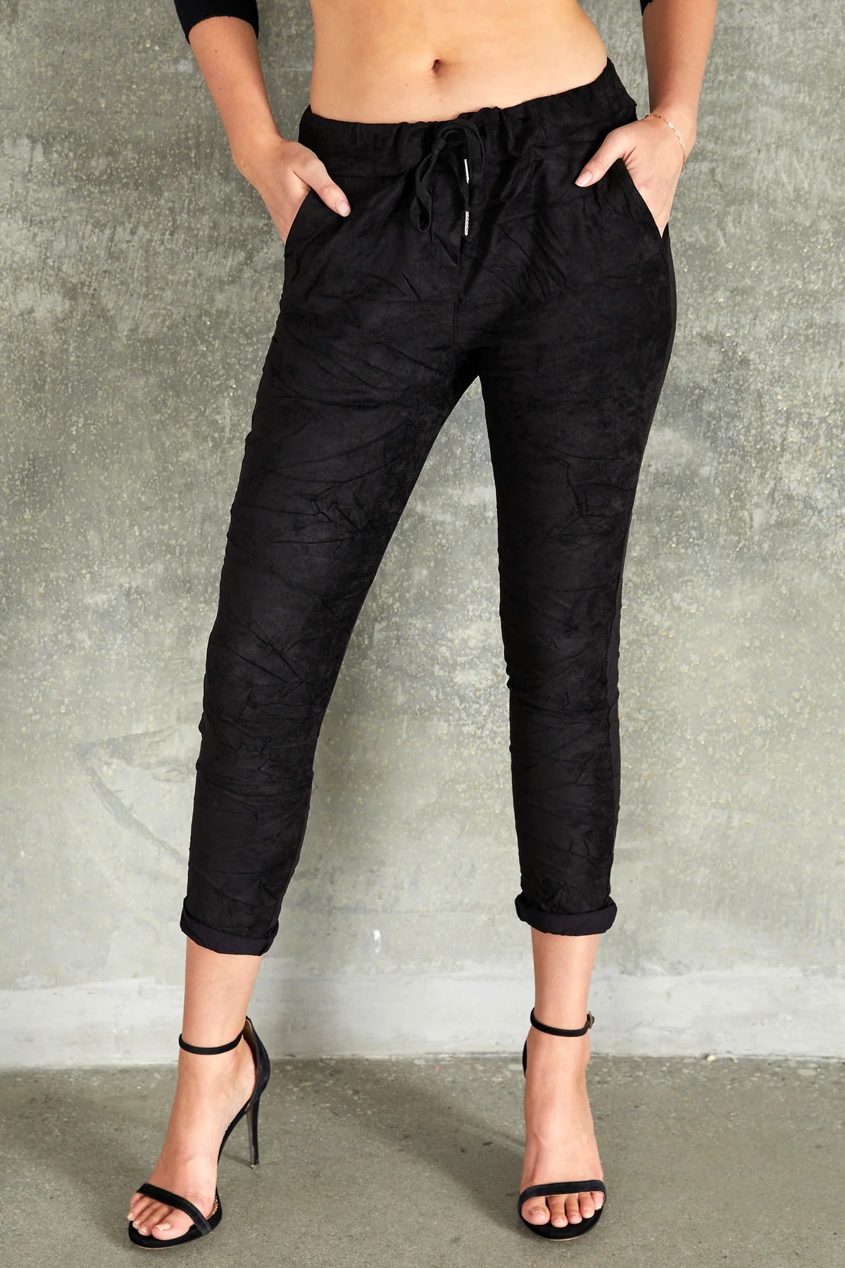 The Faux Suede Crinkle Joggers