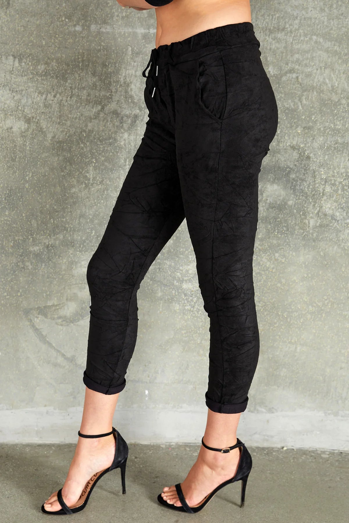 The Faux Suede Crinkle Joggers