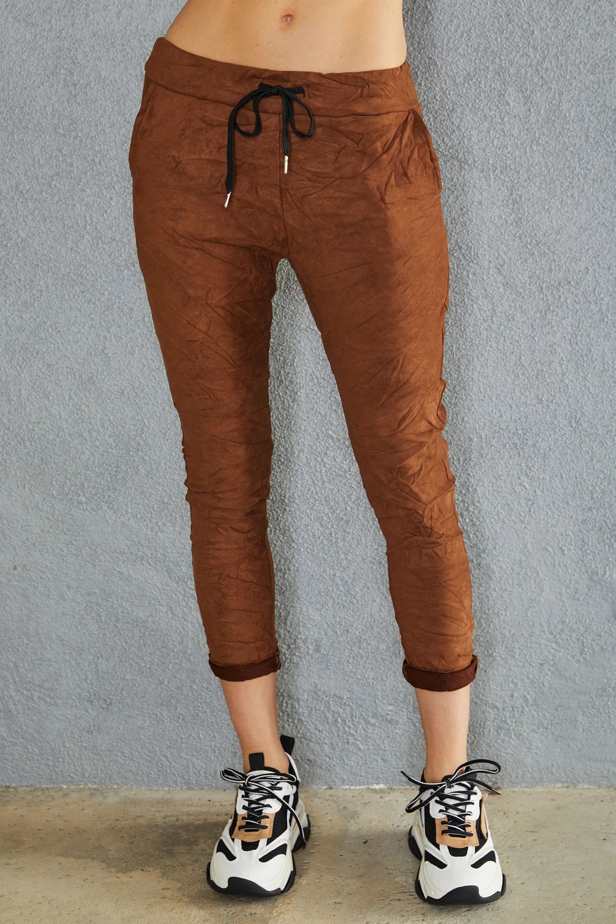 The Faux Suede Crinkle Joggers