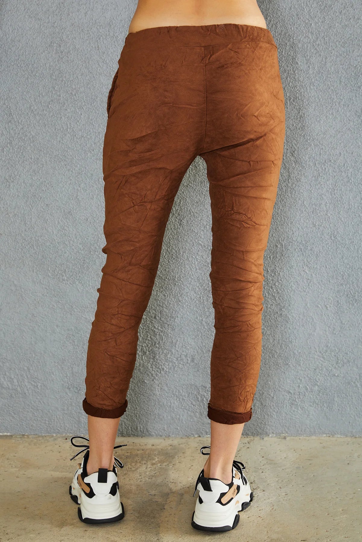 The Faux Suede Crinkle Joggers