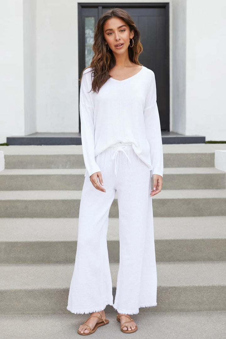 The Gauze Fringe Hem Wide Leg Pant