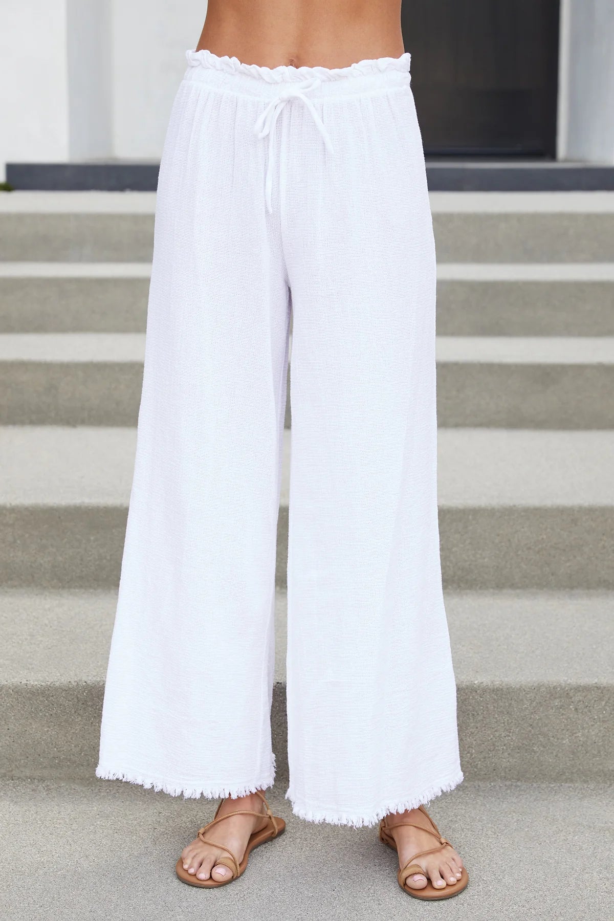 The Gauze Fringe Hem Wide Leg Pant